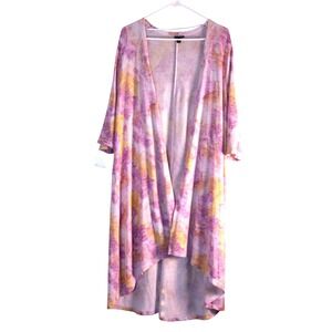 Torrid Women's Sz 1 Drape Tunic Dusty Open Cardigan Pink Drape Boho Cottagecore